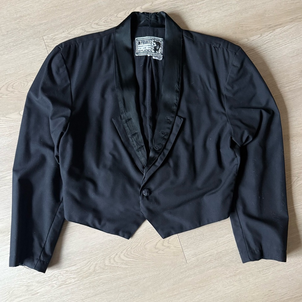 Vintage 80s In Private Black Tuxedo Style Jacket M